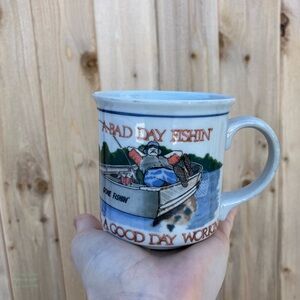 Vintage Otagiri Fishing Themed Ceramic Mug with Quote